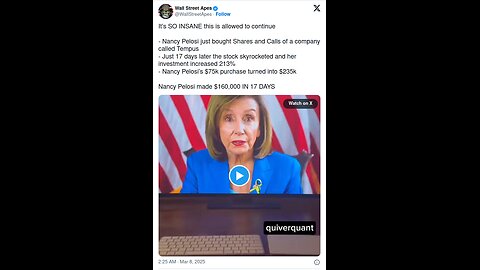 Stock Trading PELOSI ACT is being Introduced Again in Senate