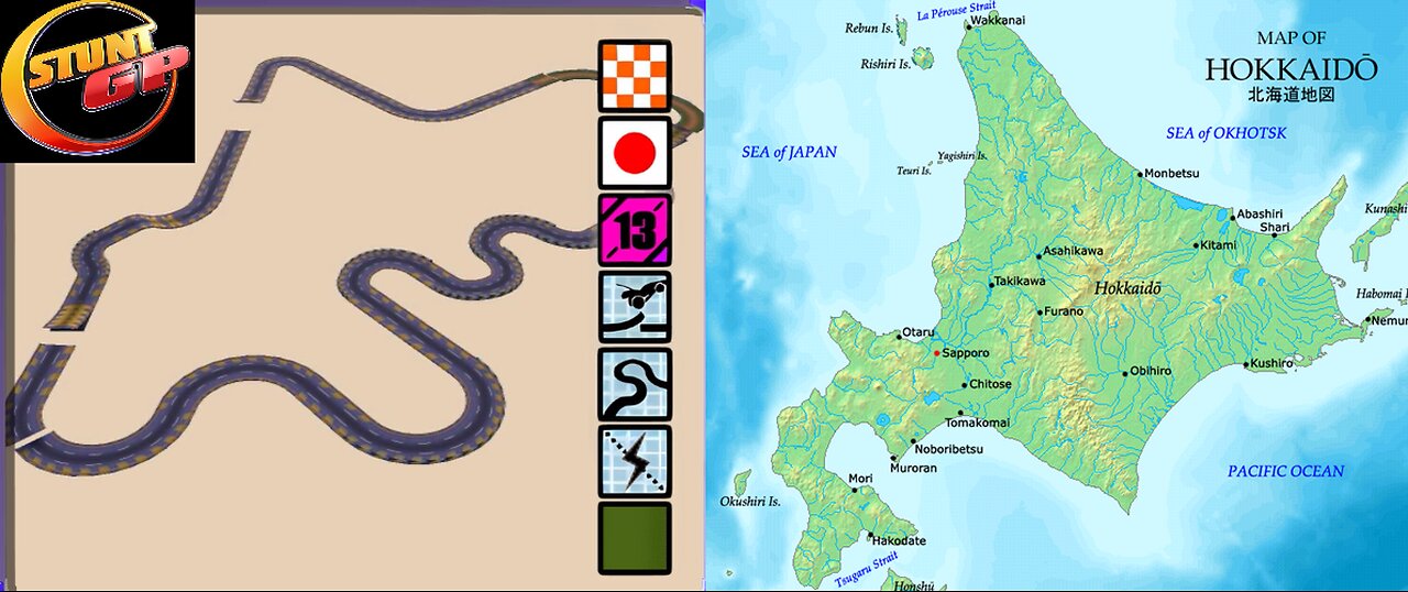 Stunt GP - Mini map of Hokkaido - Racing game ( スタントGP - 北海道のミニマップ - レーシングゲーム )