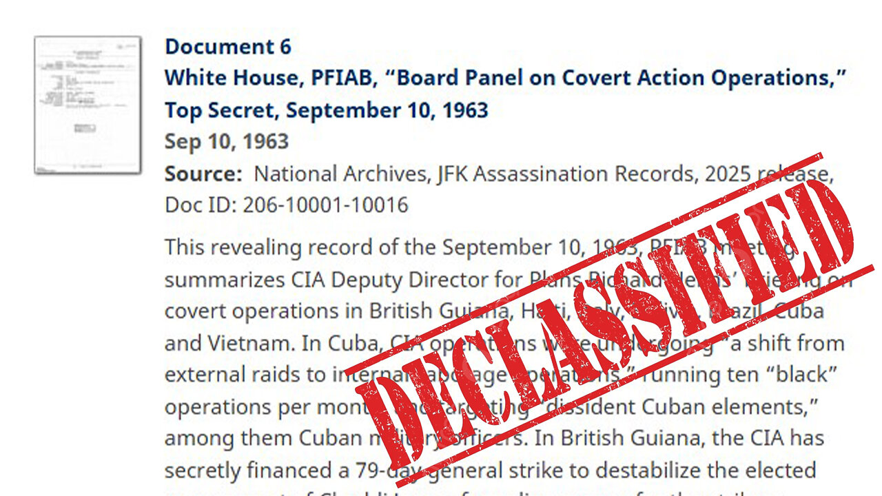 White House, PFIAB, “Board Panel on Covert Action Operations,”Top Secret, September 10, 1963 description of the main document