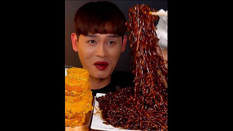 Korean jajangmyeon Noodles with Fried