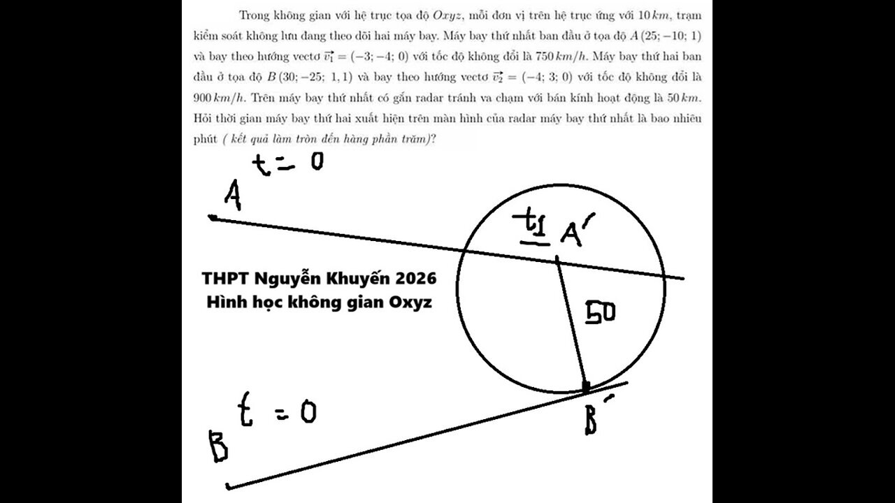 THPT Nguyễn Khuyến 2026: Trong không gian với hệ trục tọa độ (Oxyz), mỗi đơn vị trên hệ trục ứng với
