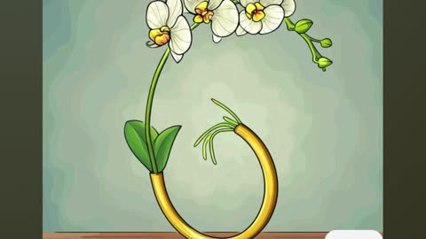 Elegant Illustration of An Orchid Flower in a Modern Art Vase