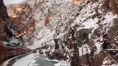 Winter Wonderland by Rail ❄️🚂 Through the Frozen Canyon