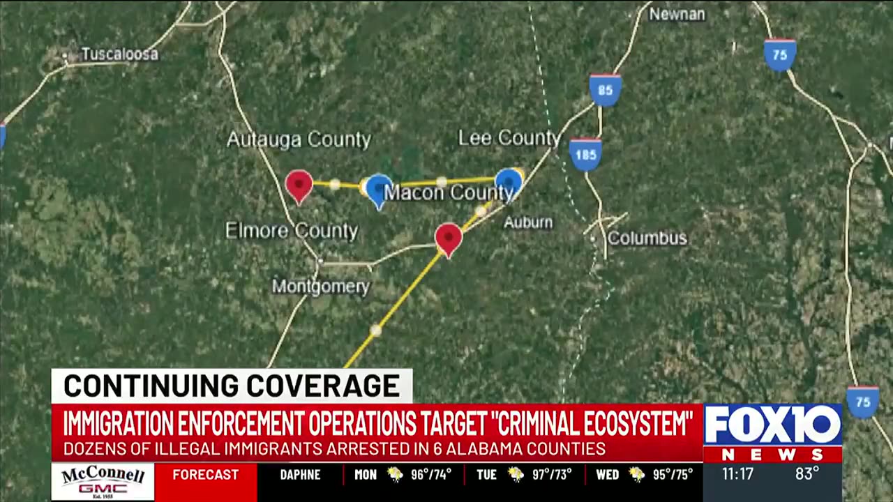 Dozens of illegals nabbed in wide-ranging immigration sweep across Alabama