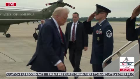 WATCH: President Donald Trump Boards AF1 Enroute to Bedminster - 8/1/25
