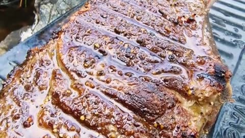Cooking steak in nature