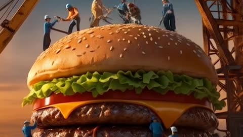 Check out this massive hamburger! 🍔🏢 The ultimate foodie dream come true! #foodlover #architecture