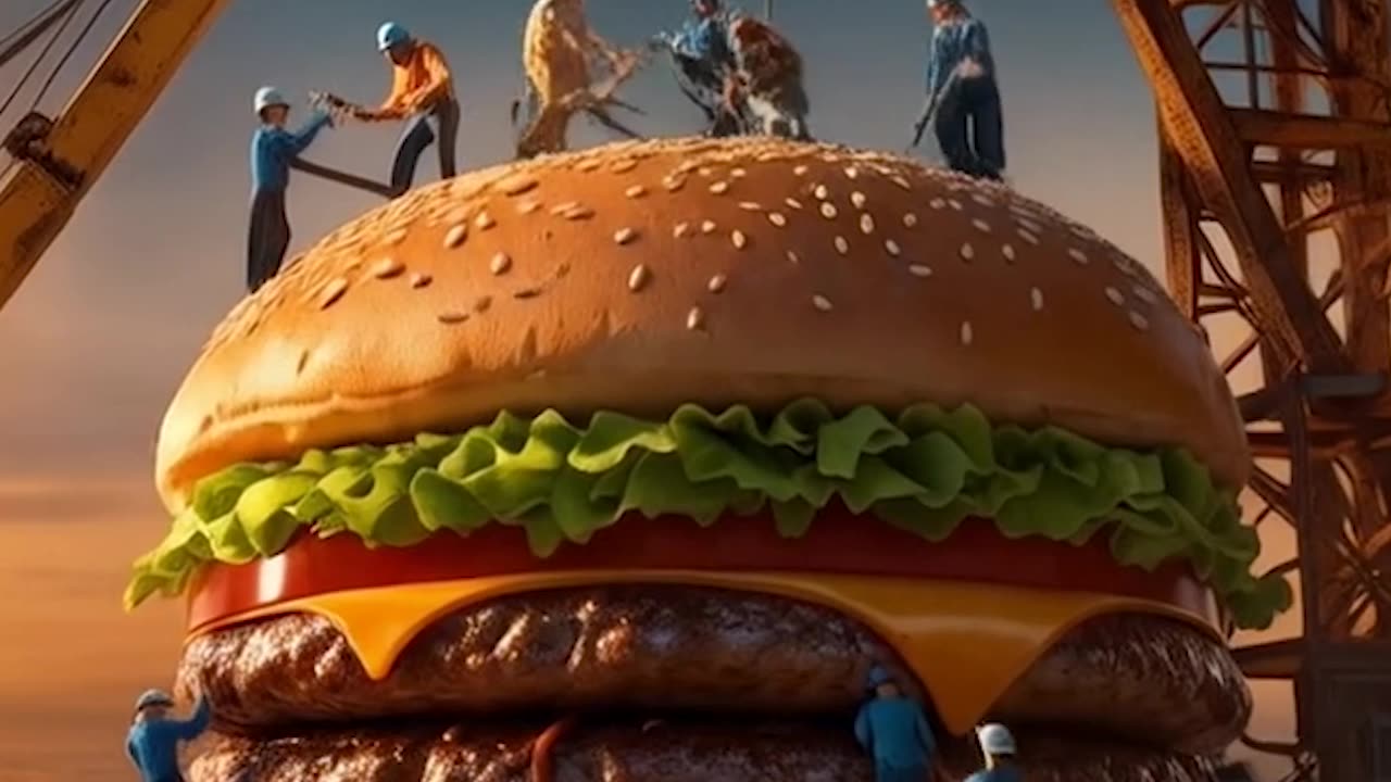 Check out this massive hamburger! 🍔🏢 The ultimate foodie dream come true! #foodlover #architecture