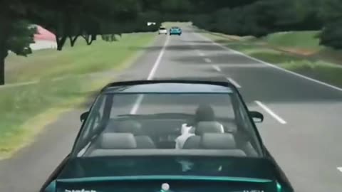 two vintage car race