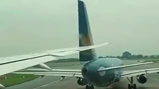 Boeing jet collides with parked Airbus on runway, slicing through tail fin