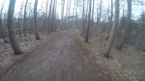 Bike ride trhu streets and trails in rain