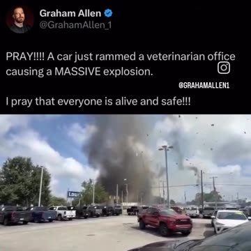 A car runs into a veterinarian hospital in explodes