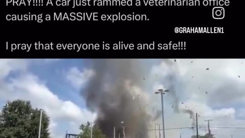A car runs into a veterinarian hospital in explodes