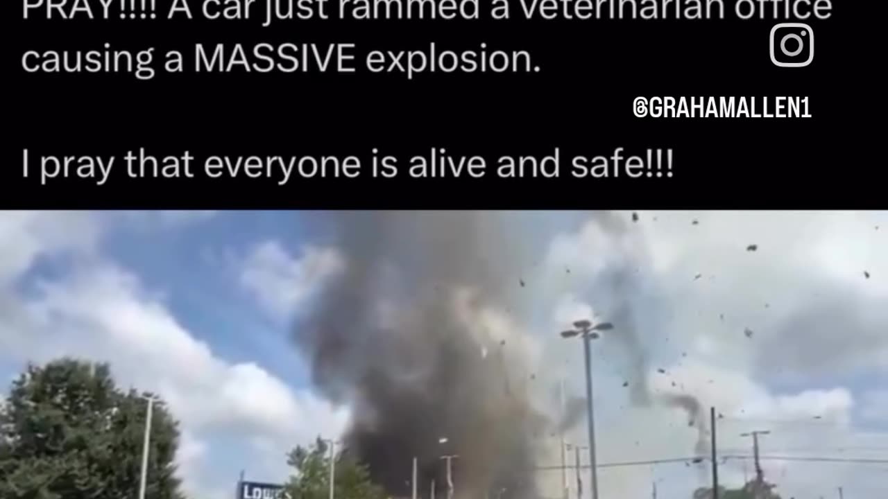 A car runs into a veterinarian hospital in explodes