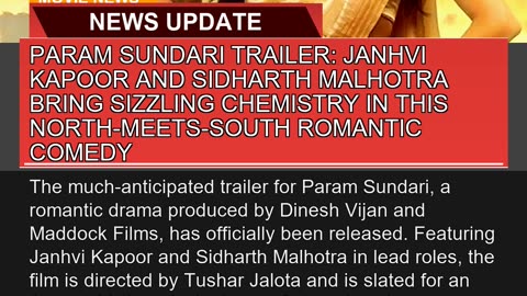 Param Sundari Trailer Janhvi Kapoor and Sidharth
