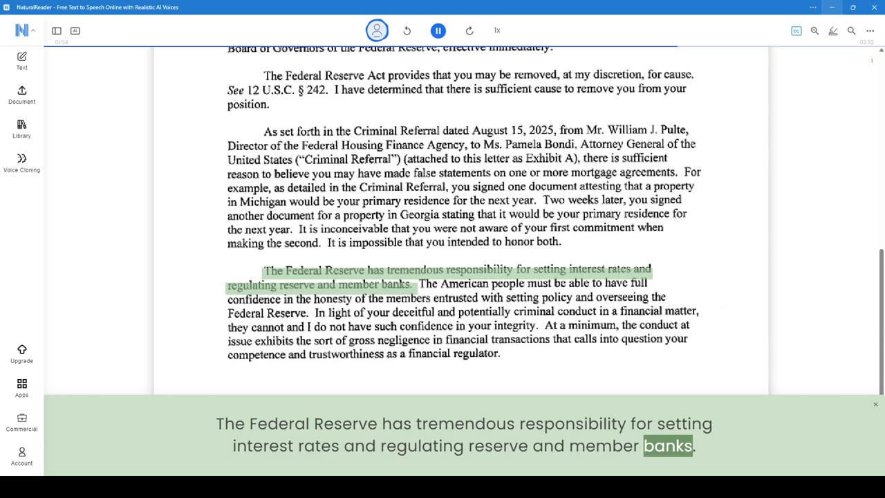 Lisa D. Cook Removed For Fraud