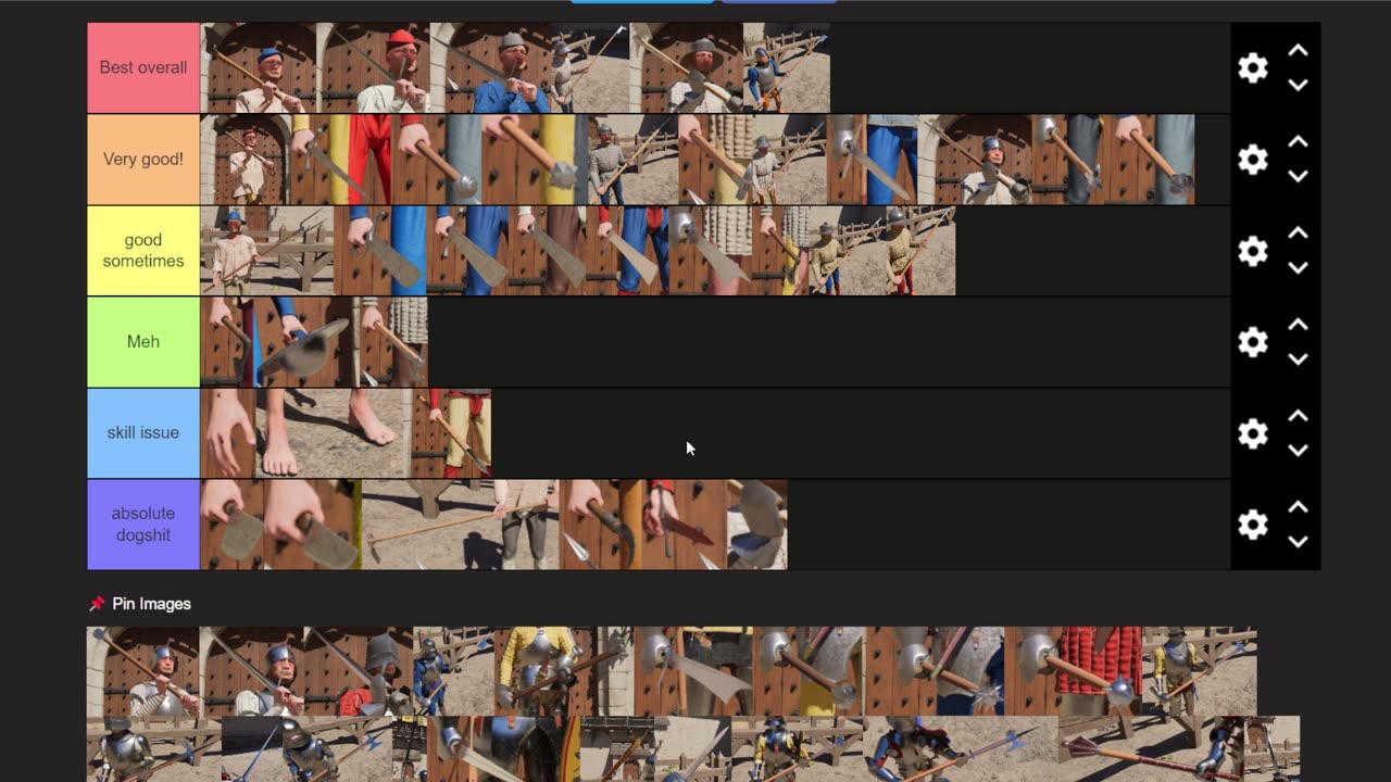 Half Sword Weapon Tier List