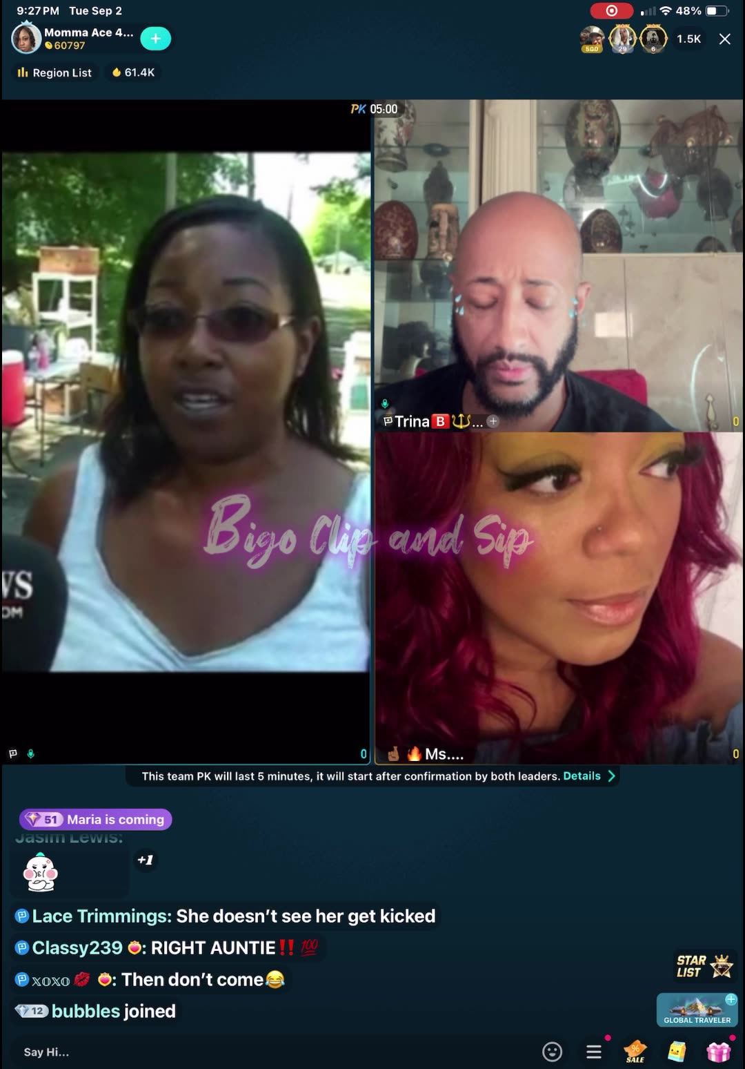 Aces mom has a Bigo boyfriend-talks about Ace Diverse-lines Trina n Diverse 9/2/25 #bigoclipandsip