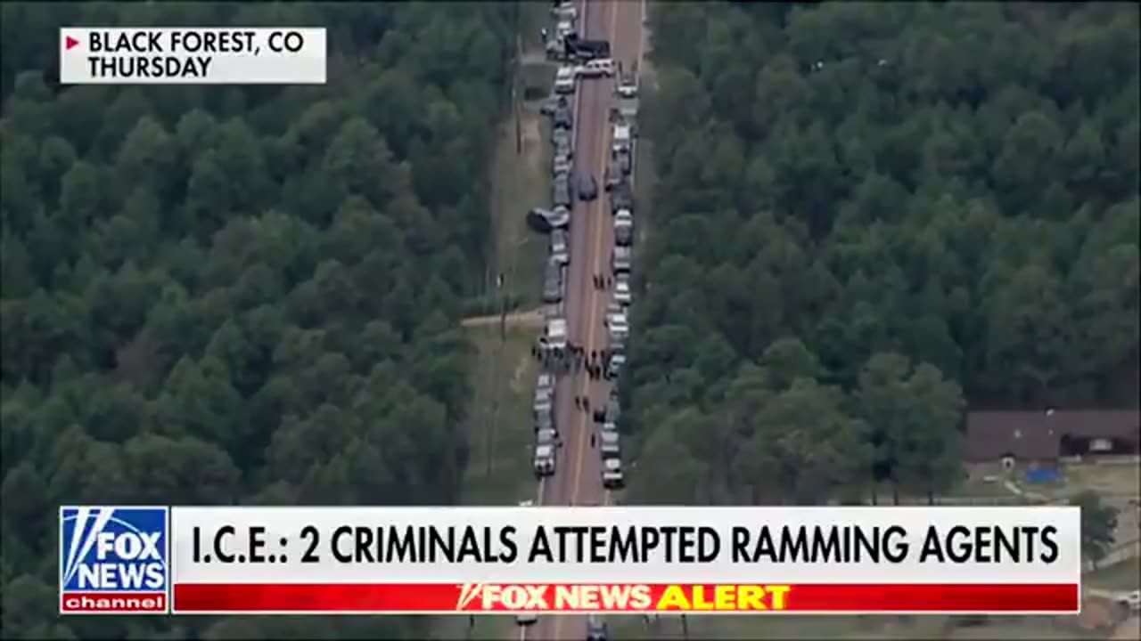 A manhunt is underway for two suspects who rammed an ICE vehicle, nearly killing federal agents.