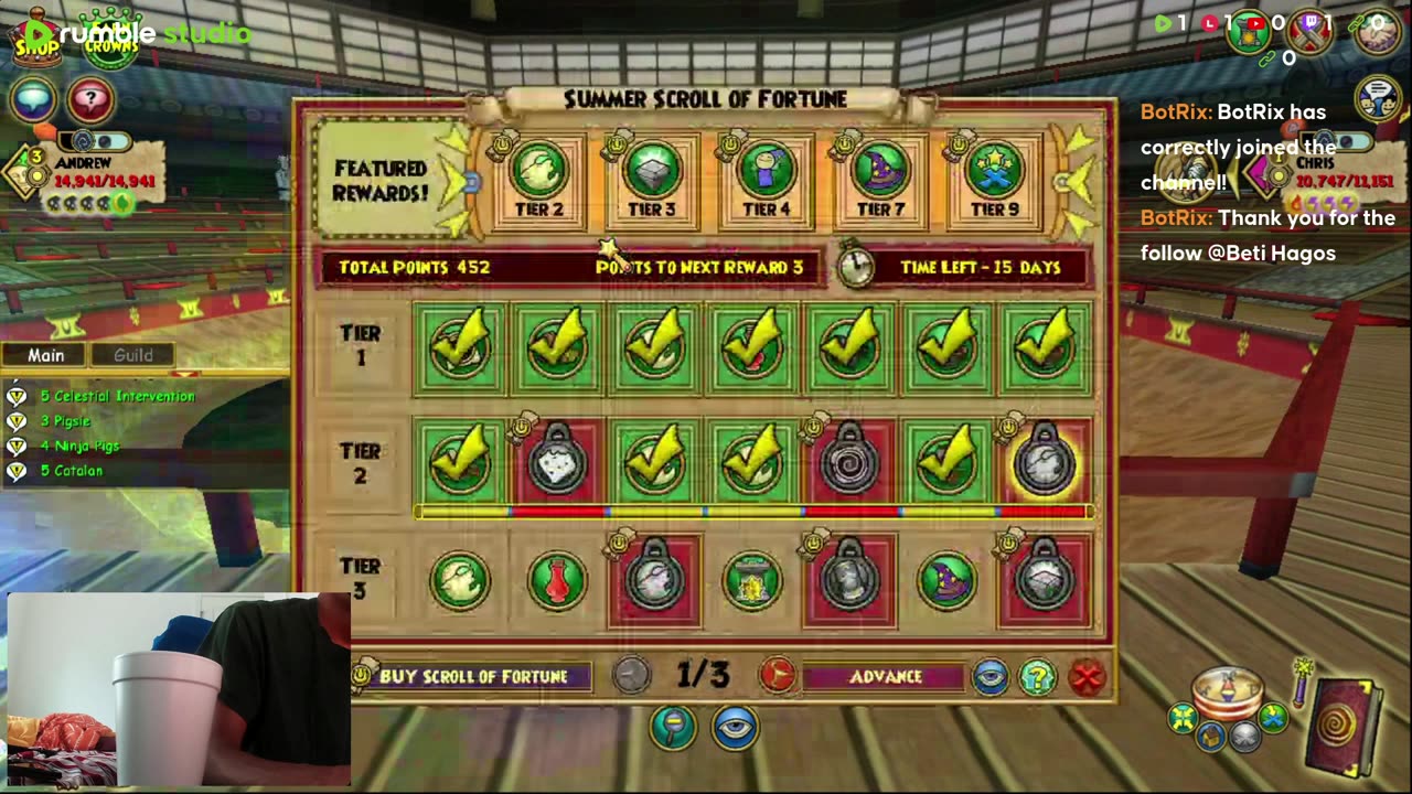 Wizard101 budget at the koisk and joining a team in at the coin mander