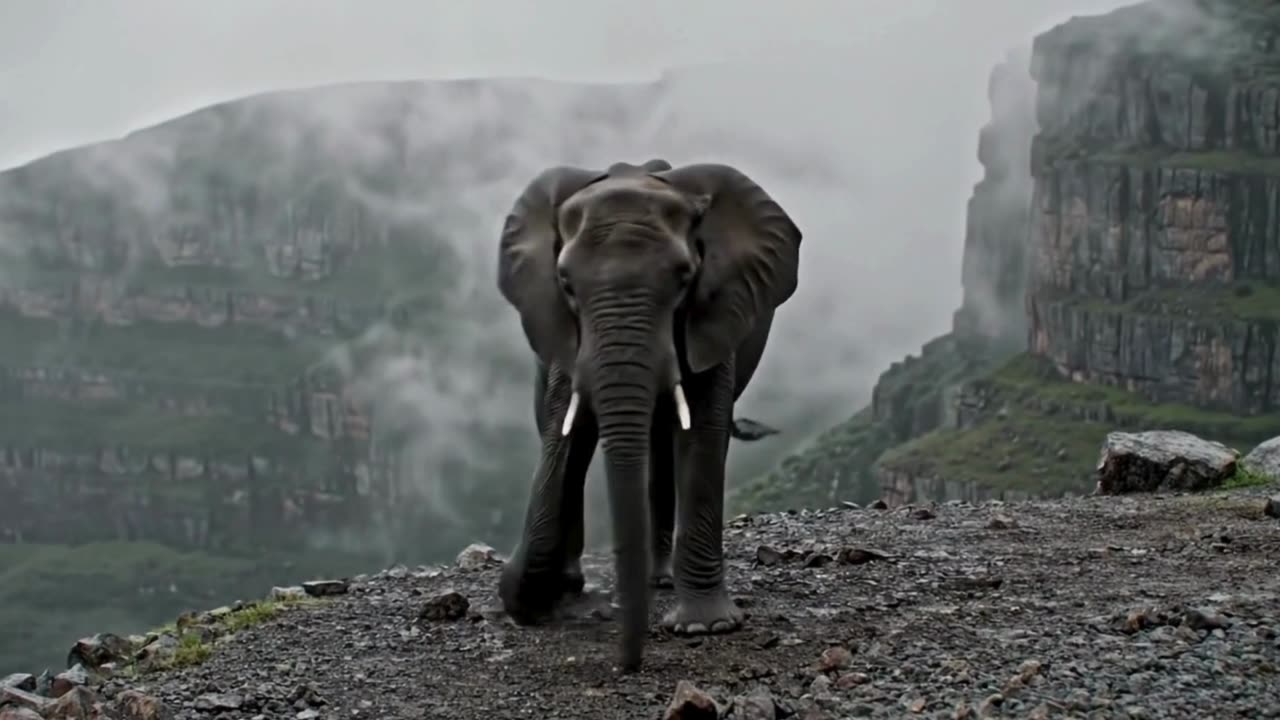 Elephant’s Narrow Escape on Mountain Cliff | Wild Survival Instincts