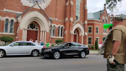 Saturday preaching outside St. Patrick's in Ft. Wayne Indiana