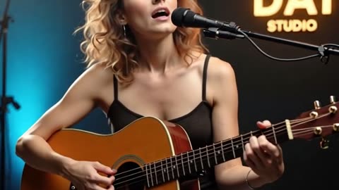 beautiful women singing playing guitar