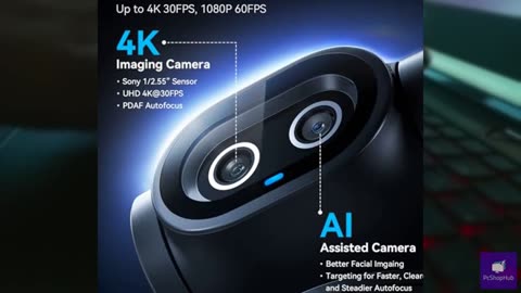 EMEET PIXY Dual-Camera AI-Powered PTZ Camera 4K, AI Tracking, PDAF&AI Autofocus