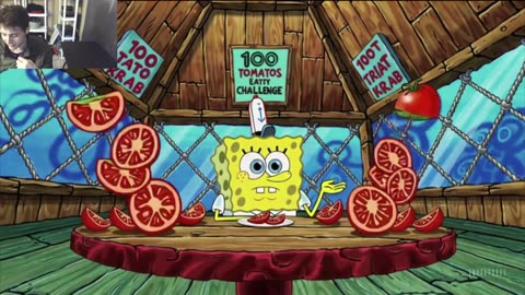SpongeBob SquarePants Attempts Tomato Eating Challenge Fake Funny Parody 2D Animated Cartoon Video