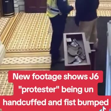 January 6th protestor uncuffed inside and fist bumped by capital security