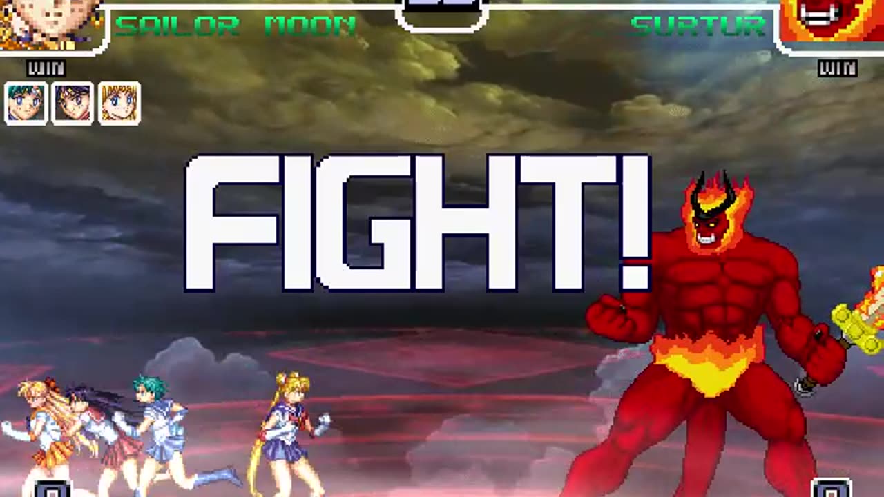 Sailor Moon, Sailor Mars, Sailor Venus, and Sailor Mercury (Me) Vs Surtur