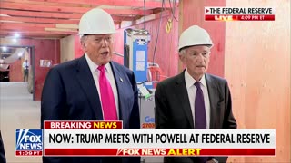 Hard-Hat Clad Jerome Powell Visibly Shakes His Head At Trump During Fed Building Tour