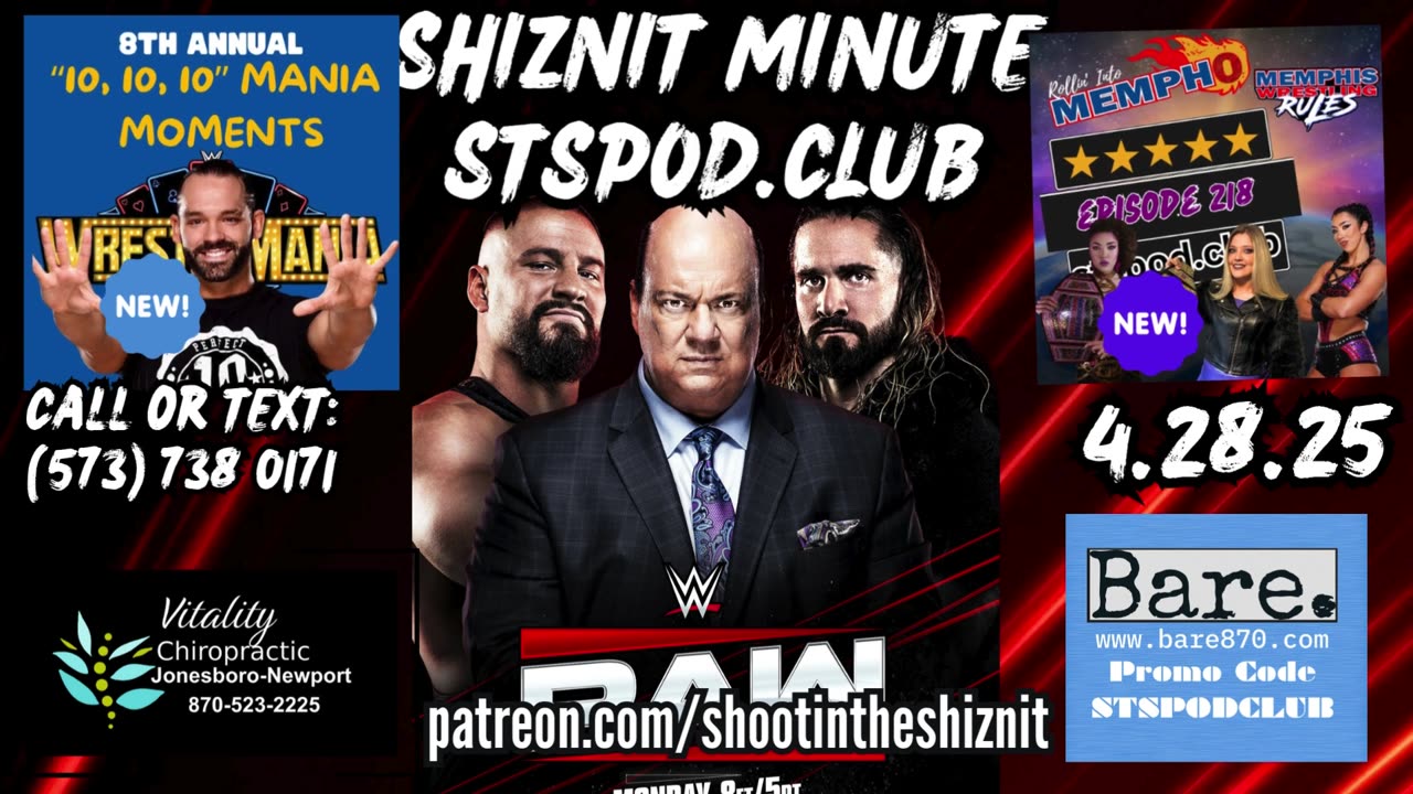 SHIZNIT MINUTE 04.28.25-BT TALKS MONDAY NIGHT RAW!