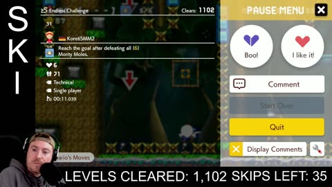 We Need Lives! Spell S-K-I-P Endless Expert (50 Lives 1,102 Clears) Family Friendly SMM2