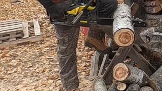 Chainsaw Log Cutting_ Watch This Satisfying Lumberjack Action! #livingoffgrid