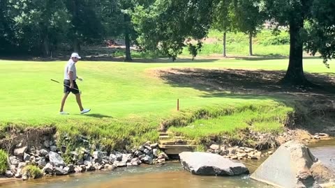 Golfer Falls in Creek
