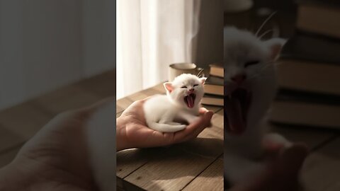✨ Cutest Kitten Ever! Tiny White Baby Cat Melts Your Heart 🐾