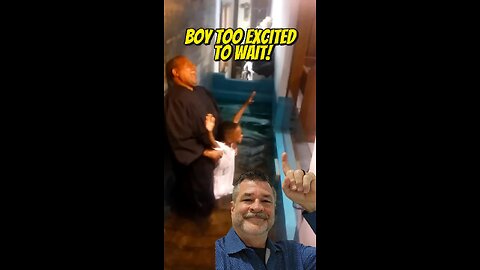 Kid is SO EXCITED! He Baptizes Himself!