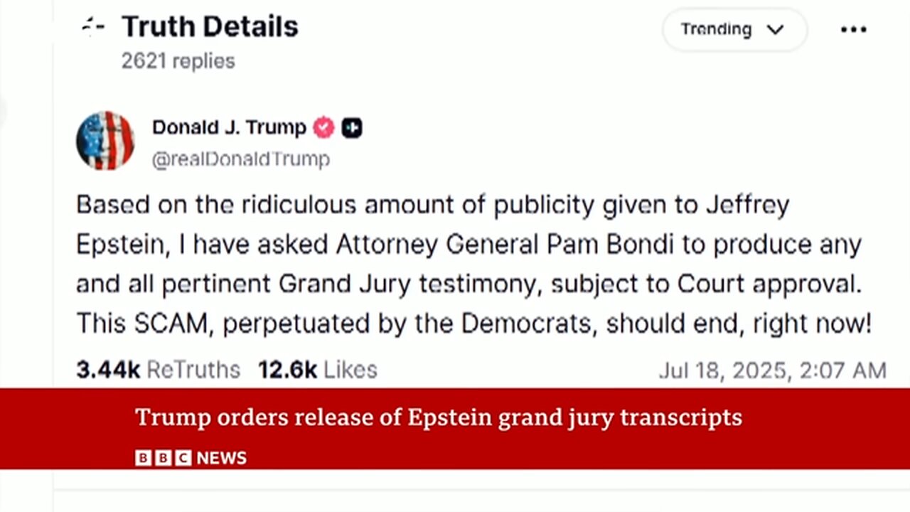 Donald Trump orders officials to release Epstein court documents after mounting pressure