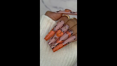 Light Orange Candy Heart Nails 💖 | Silver Base Aesthetic Nail Art ✨
