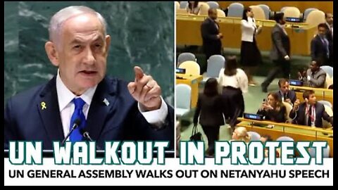 UN Assembly WALKS OUT On Netanyahu Speech In Protest