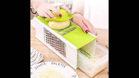 Multifunctional Vegetable Cutter, Chopper, Grater & Slicer, with 4 Types of Blades & A Storage Box