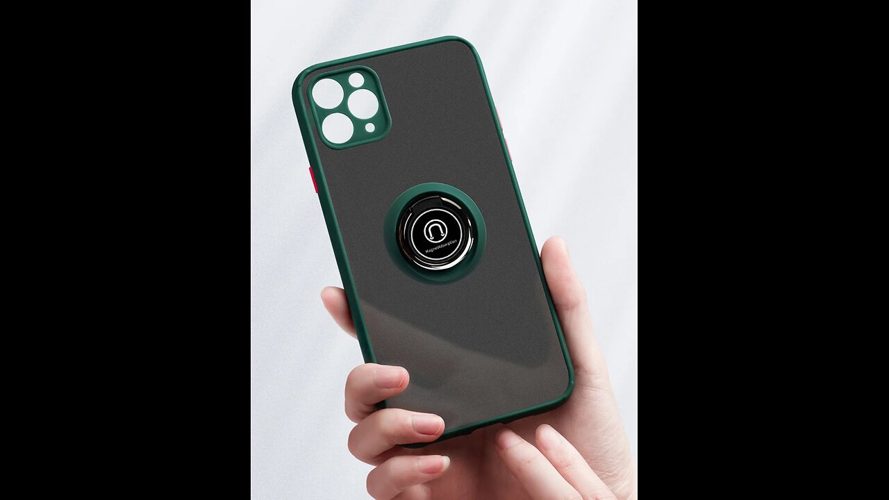 Matte phone case with Ring Grip Holder, Slim Fit, Anti-impact Corner and Magnetic Ring