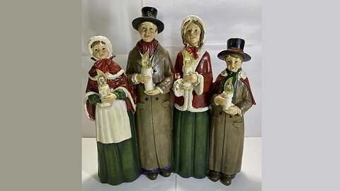 Vintage Resin Figurine (Set of 4) Victorian Carolers with LED Flickering Candles