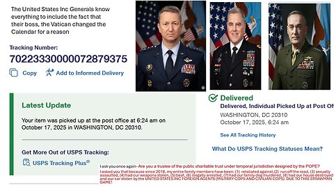 USA INC GENERALS AND ATTORNEYS RECEIVED OUR POPE'S TEMPORAL JURISDICTION CHALLENGE AND UCC1