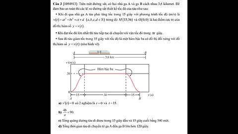 Toán 12: Tích phân: Trên một đường sắt, có hai nhà ga A và ga B cách nhau 3,6 kilomet. Để đảm bảo