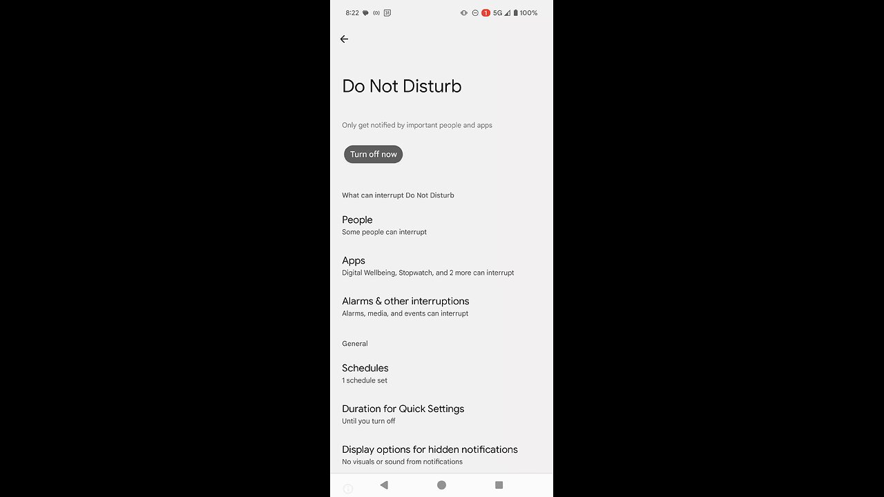 do not disturb settings