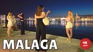 Summer City Nightlife 🇪🇸 Malaga Spain [4K 60FPS]