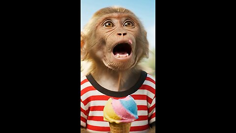 Funny monkeys first ice cream
