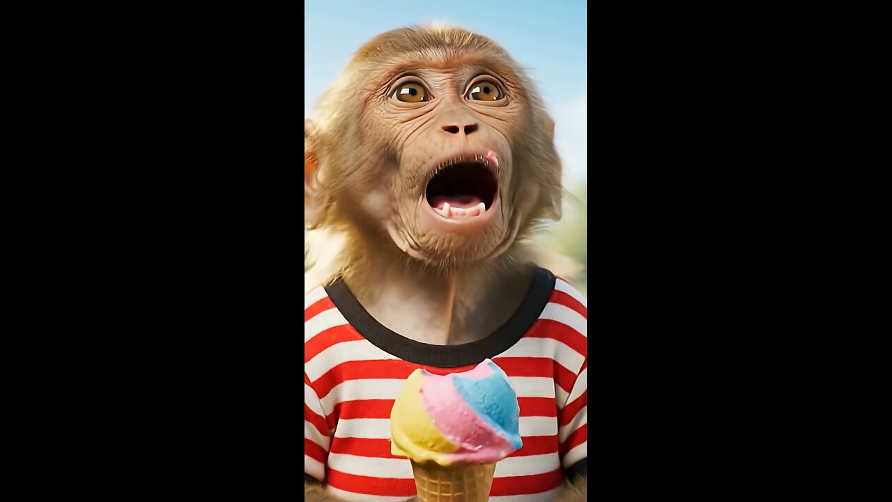 Funny monkeys first ice cream
